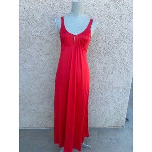 VTG Vassarette Red Shiny Satin Nylon Maxi Nightgown Slip Dress - Sz 34 Small